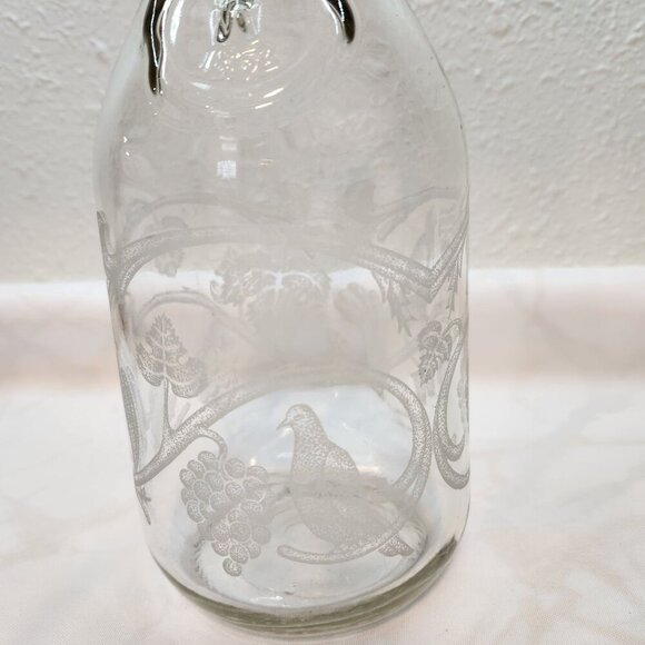 VTG 1988 Norman Kosarin Paul Masson Etched Glass Bird Vine Wine Carafe‎ Decanter - Picture 2 of 8